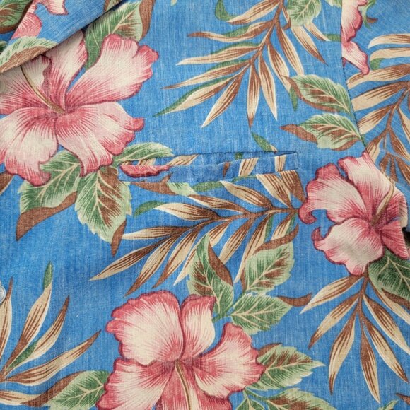 Royal Creations Hawaiian Shirt Mens Large Blue Floral Button Up Beach Casual - Picture 3 of 8